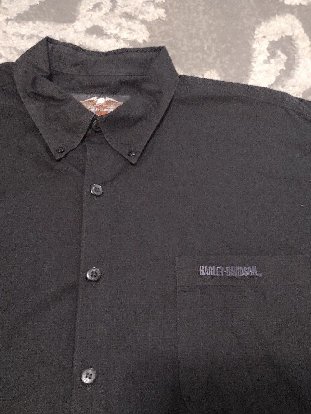 Harley-Davidson Black Button-Down Work Shirt with Embroidered Pocket Logo